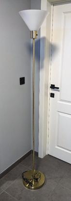 Uplighter / vloerlamp (goudkleurig), Huis en Inrichting, Ophalen, Zo goed als nieuw, Glas, 150 tot 200 cm