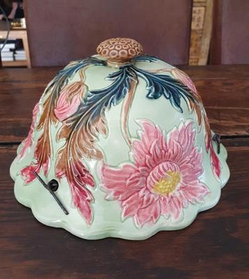Antieke Art Nouveau majolica hangbloempot-ca 1900-topstaat beschikbaar voor biedingen