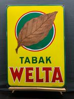 Emaille reclamebord Welta uit 1953, Verzamelen, Ophalen, Gebruikt, Reclamebord