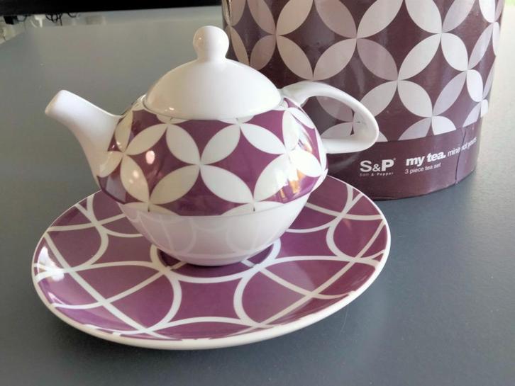 Theepot met bord „S & P”, Antiek en Kunst, Antiek | Servies los, Ophalen of Verzenden