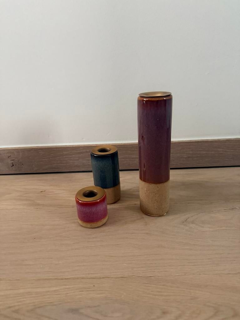 Set van 3 keramische kandelaars /handgemaakt – modern design, Maison & Meubles, Accessoires pour la Maison | Bougeoirs & Bougies