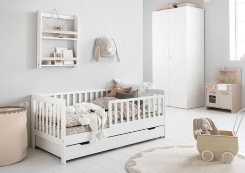 PEUTERBED > 140X70 WIT + MATRAS + SCHUIF + DONS & KUSSEN > B, Kinderen en Baby's, Kinderkamer | Bedden, Gebruikt, 140 tot 160 cm