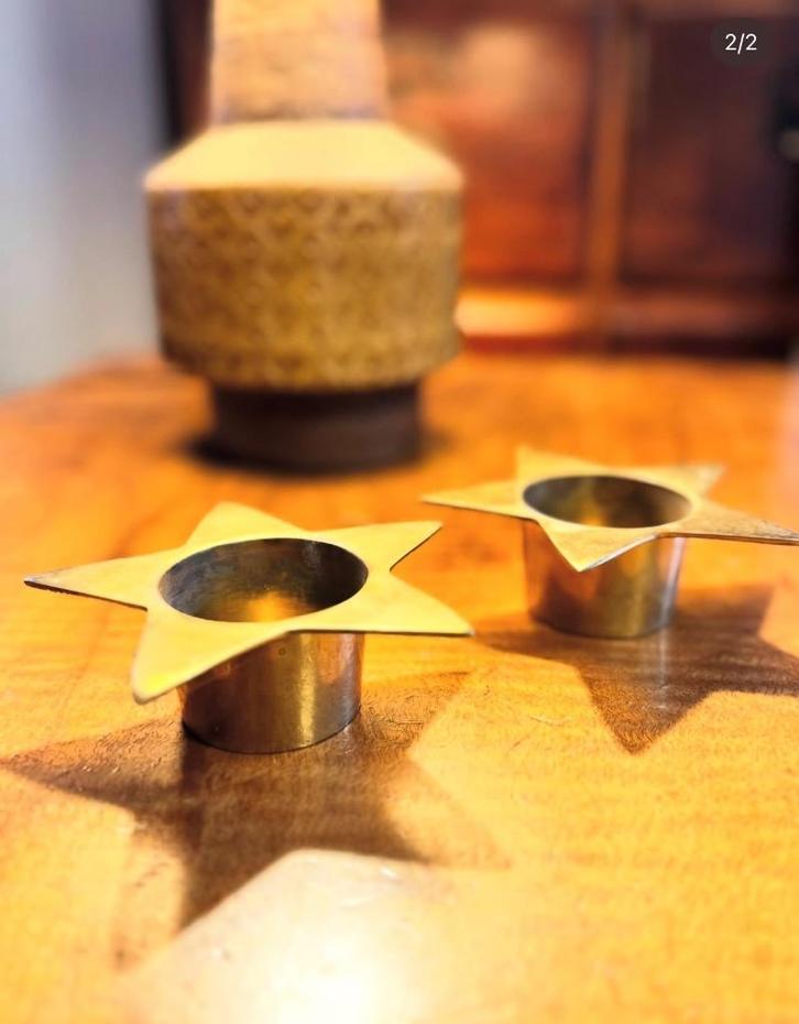 Stervormige kaarsenhouder in messing, stukprijs, Huis en Inrichting, Woonaccessoires | Kandelaars en Kaarsen, Kandelaar, Ophalen of Verzenden