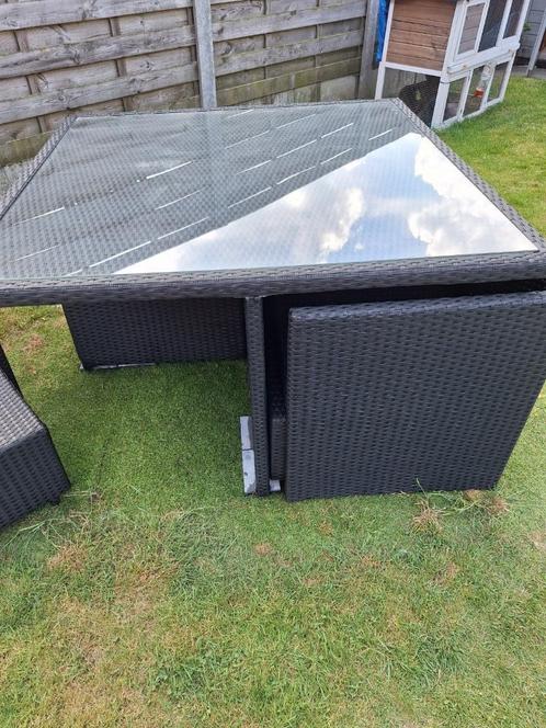 tuinmeubelen, Tuin en Terras, Tuinsets en Loungesets, Zo goed als nieuw, Tuinset, Kunststof, 4 zitplaatsen, Bank, Eettafel, Stoel