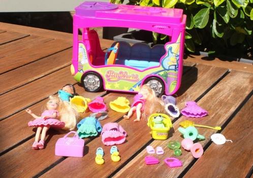 PollyPocket-bus + 3 poppen van 8,9 cm om mee te nemen!, Kinderen en Baby's, Speelgoed | Poppen, Gebruikt, Overige typen, Ophalen of Verzenden