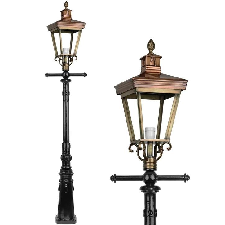 Lantaarnmast Brons Oudenbosch - 240 cm, Tuin en Terras, Buitenverlichting, Nieuw, Staande lamp, Aluminium, Led, Ophalen of Verzenden