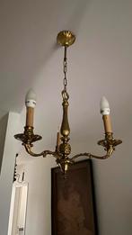 Bronzen luchter 3 armen, Maison & Meubles, Lampes | Lustres, Enlèvement, Utilisé, Métal