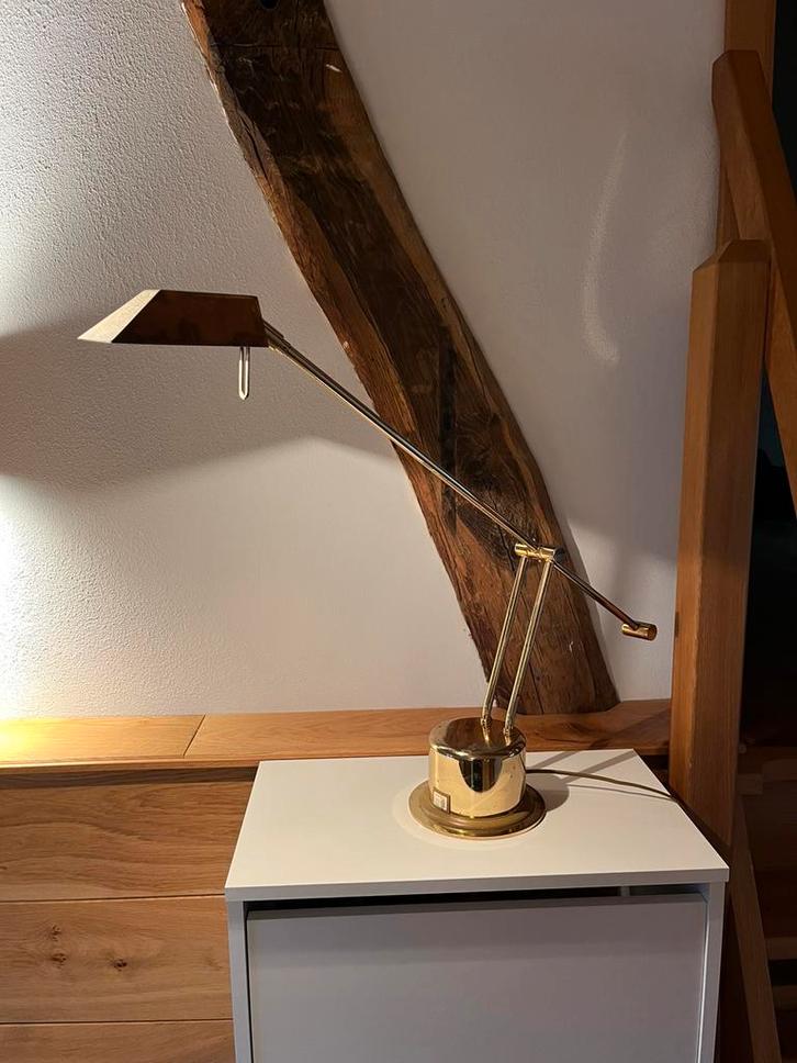 Vintage messing bureaulamp massive, Huis en Inrichting, Lampen | Tafellampen, Gebruikt, 75 cm of meer, Metaal, Ophalen