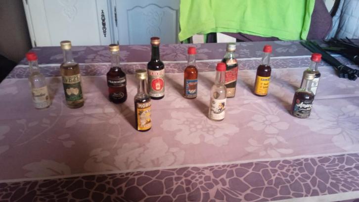 Anciennes petites bouteilles d'alcool, pleines et entamées, Collections, Collections Autre, Enlèvement