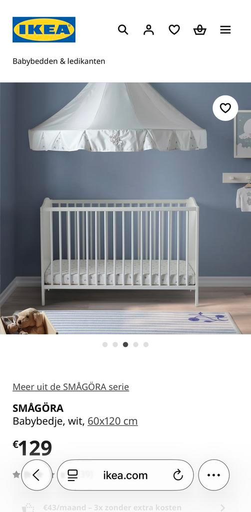 NIEUW Ikea baby bedje Smagora incl matras, Tuin en Terras, Zonneschermen, Nieuw, Ophalen