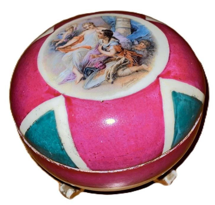 Bonbonnière en porcelaine - Royal Vienna - François Boucher, Antiquités & Art, Curiosités & Brocante, Enlèvement