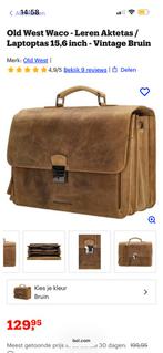 Lederen laptop tas Old West, Computers en Software, Laptoptassen, Ophalen, 15 inch, Zo goed als nieuw, Schoudertas