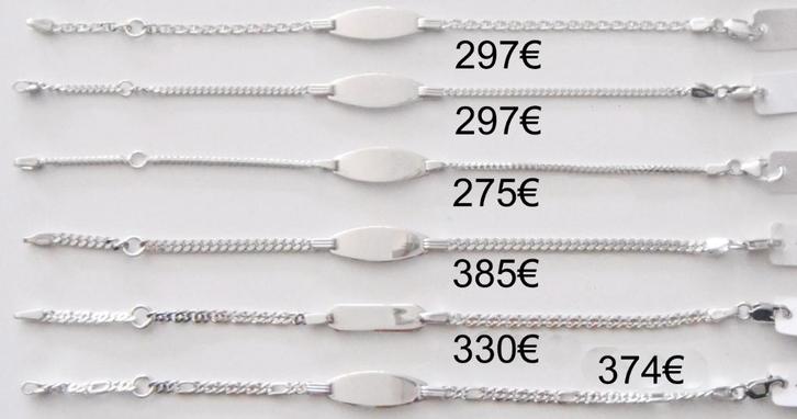 Bracelet identité (plaque à graver) bébé, or blanc 18K, neuf, Bijoux, Sacs & Beauté, Bracelets, Neuf, Or, Blanc, Enlèvement ou Envoi