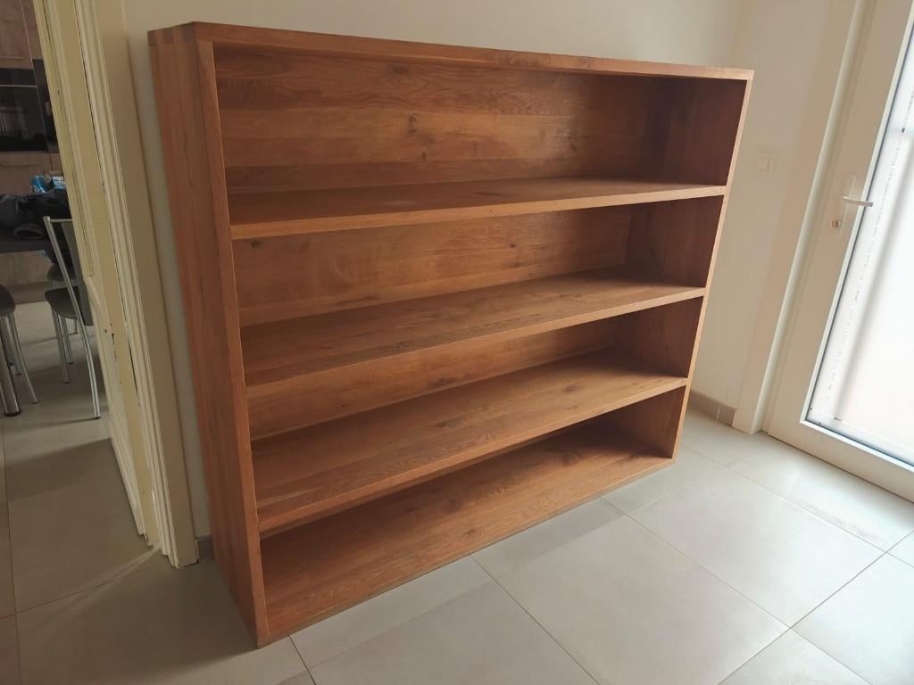 Massief houten boekenkast / wandkast, Ophalen, Met plank(en), Gebruikt, 100 tot 150 cm