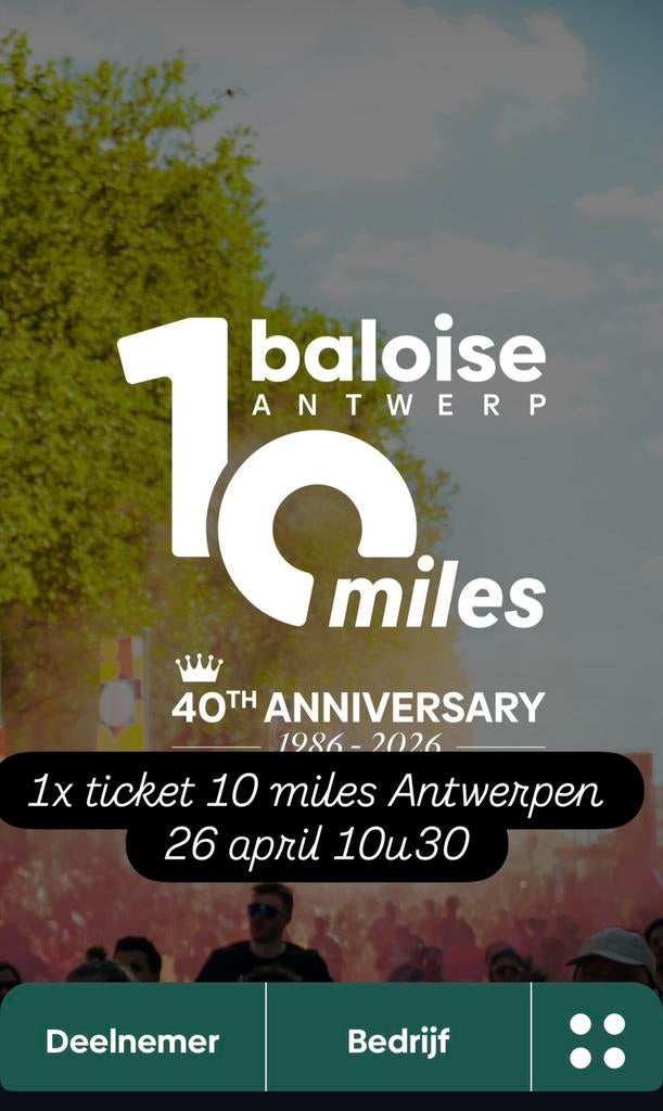 Ticket 10 miles antwerpen, Une personne