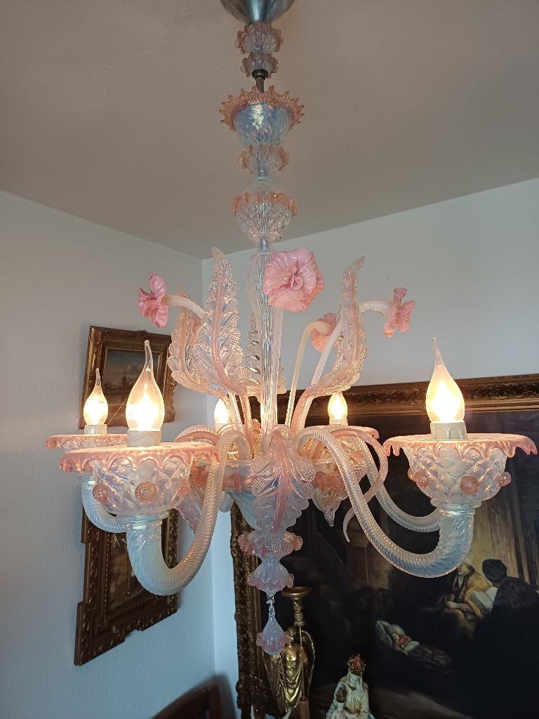 Morano handgemaakte glazen  kroonluchter, Huis en Inrichting, Lampen | Kroonluchters, Ophalen of Verzenden, Zo goed als nieuw