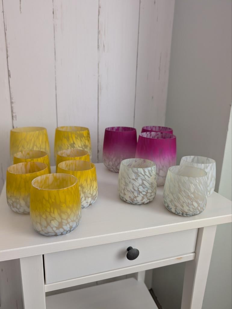 Theelichthouder roos, geel en wit, Autres couleurs, Enlèvement, Utilisé, Autres matériaux