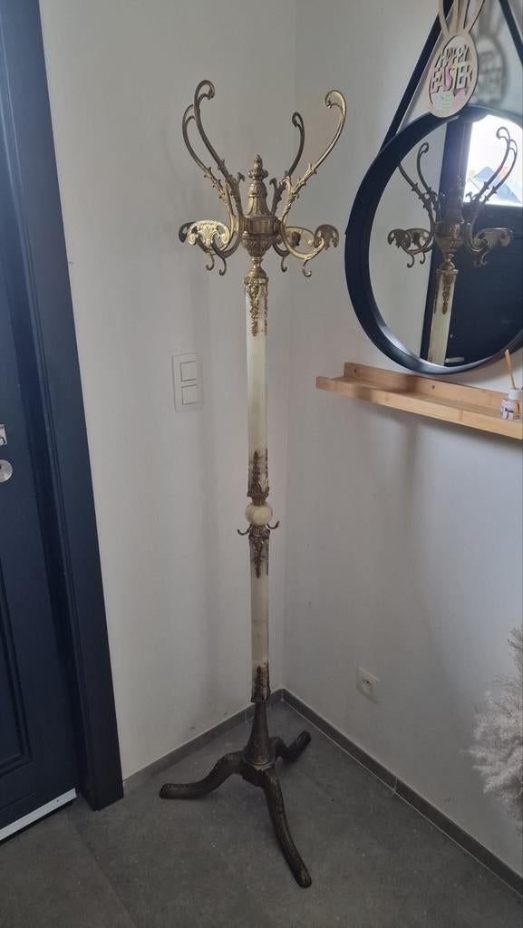Vintage mooie kapstok marmer messing, Ophalen