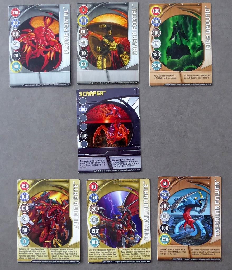 Set van 7 kaarten uit de Bakugan 48i- en 48n-serie - 2008, Verzamelen, Speelkaarten, Jokers en Kwartetten, Gebruikt, Ophalen of Verzenden