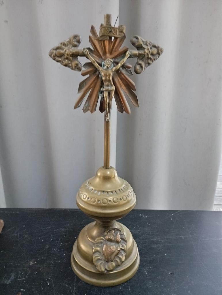 Antiek kruisbeeld, Antiek en Kunst, Antiek | Kandelaars, Ophalen of Verzenden