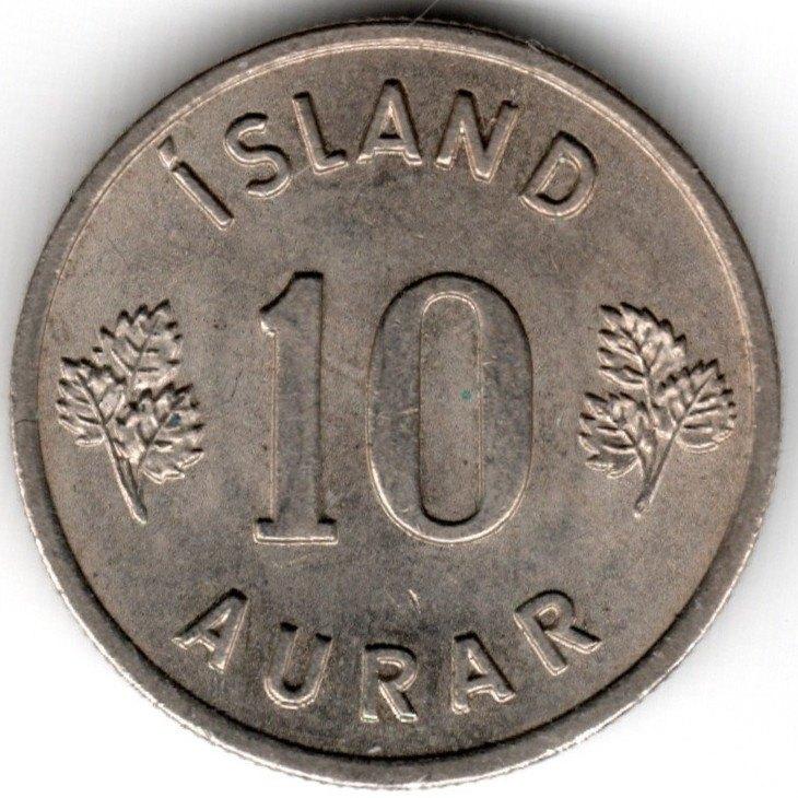IJsland : 10 Aurar 1969 Fijne Kartel  KM#10  Ref 16082, Ophalen of Verzenden, Overige landen, Losse munt
