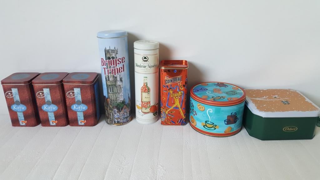 Lot blikken dozen dranken/ koekjes, Ophalen, Zo goed als nieuw, Koek(jes), Overige merken