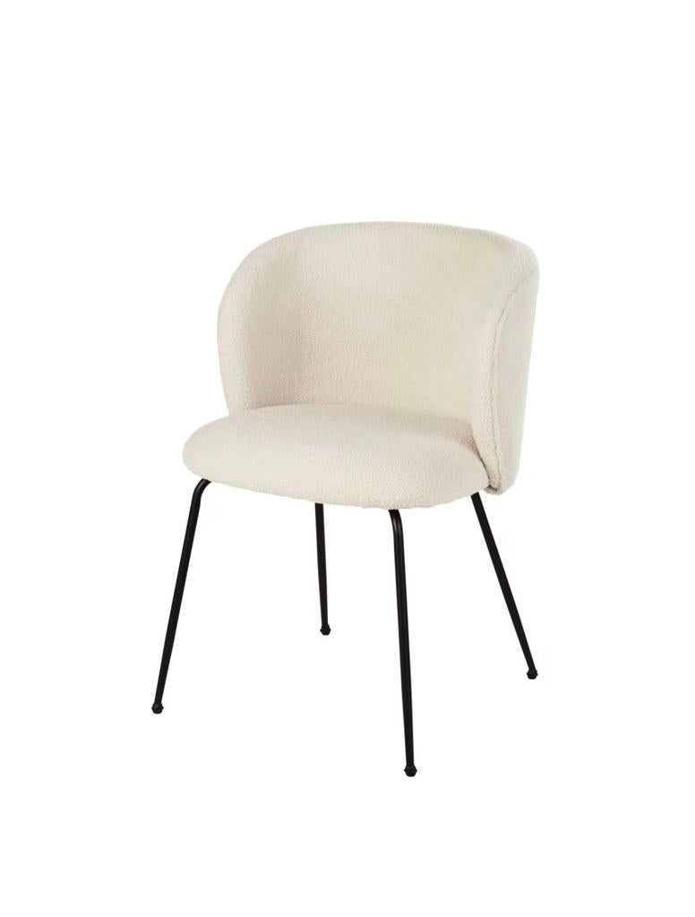 Chaise en tissu bouclé écru et métal noir - Maisons du monde, Enlèvement, Comme neuf, Noir, Métal