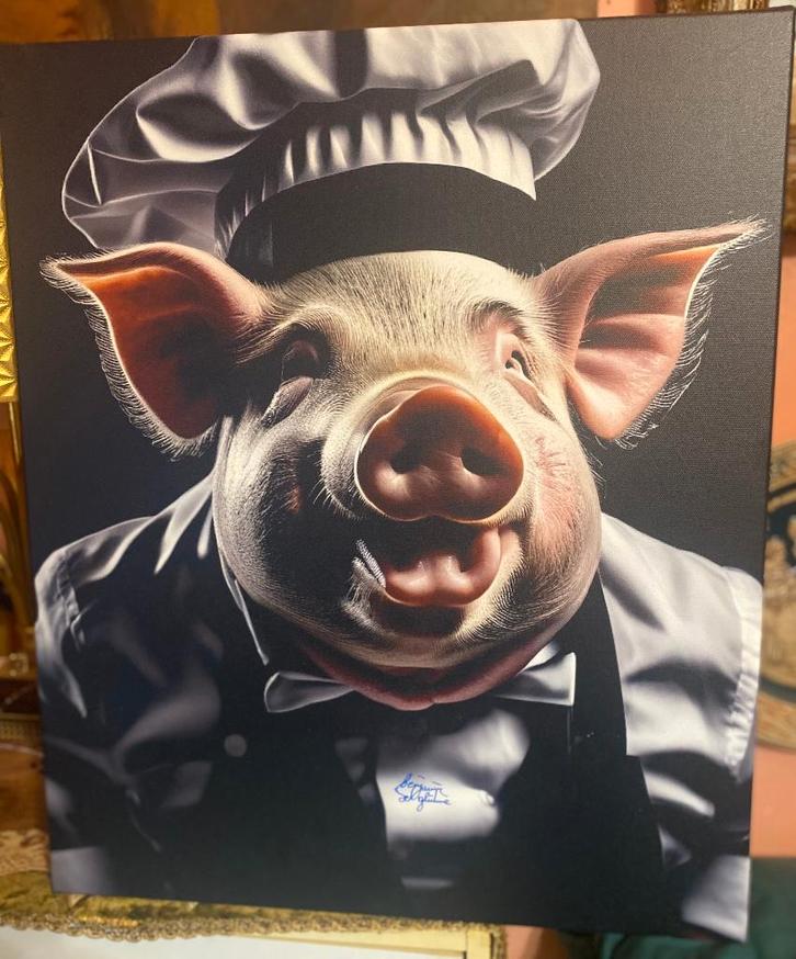 Chef Jean Bom, Antiek en Kunst, Kunst | Schilderijen | Modern, Verzenden