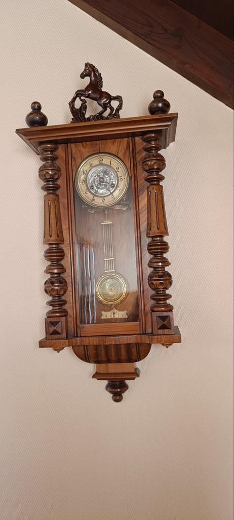 Vintage mechanische wandklok met slinger, Antiek en Kunst, Antiek | Klokken, Ophalen