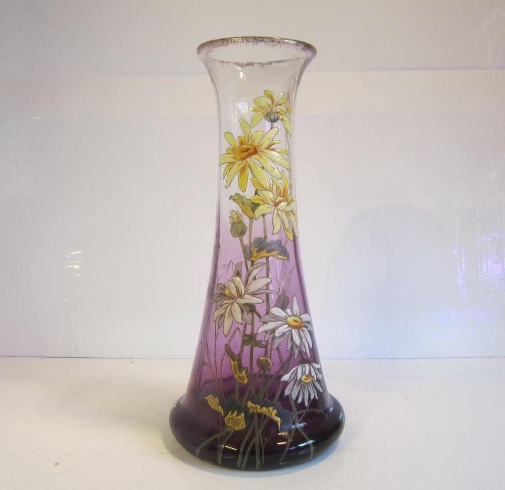 Antieke Legras vaas met emaille bloemen, ca 1910, Antiek en Kunst, Verzenden