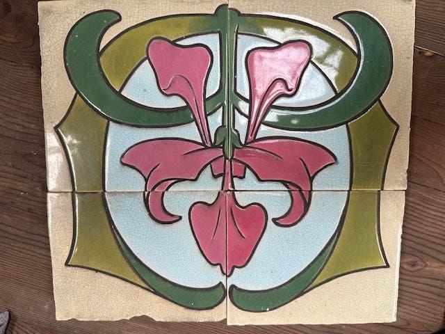 antiek tegeltableau oud tegel tegels wandtegel art nouveau, Ophalen