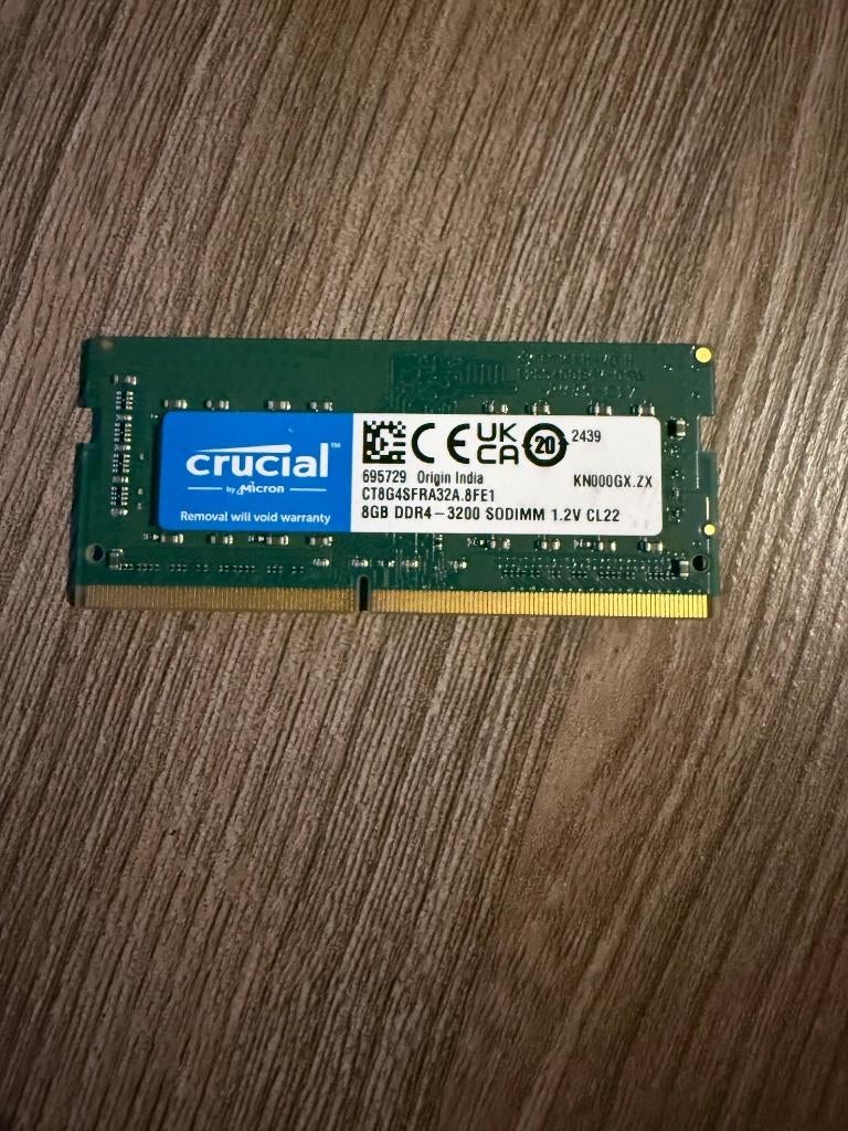 crucial 8gb ddr4 sodimm 3200mhz, Computers en Software, RAM geheugen, DDR4, 8 GB, Ophalen of Verzenden, Zo goed als nieuw