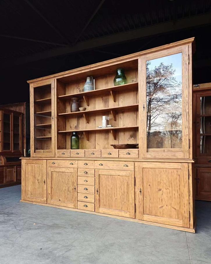 Grote antieke winkelkast | Apothekerskast grenenhout   #2697, Antiek en Kunst, Antiek | Meubels | Kasten, Ophalen of Verzenden
