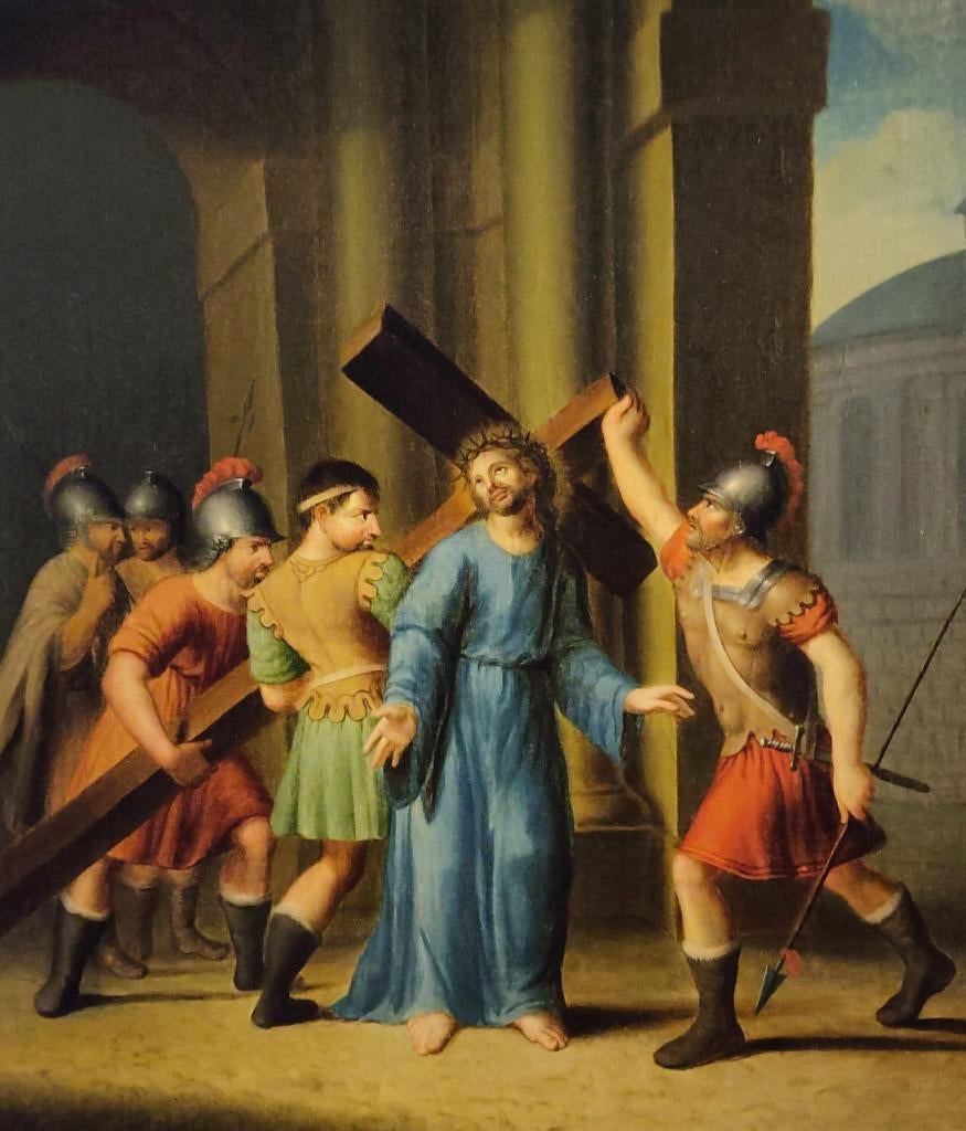 2e statie Jezus neemt het zware kruis op zijn schouders, Antiek en Kunst, Ophalen of Verzenden