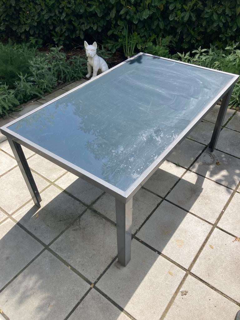 Tuintafel en -stoelen, Tuin en Terras, Tuintafels, Ophalen, Gebruikt, Rechthoekig, Metaal