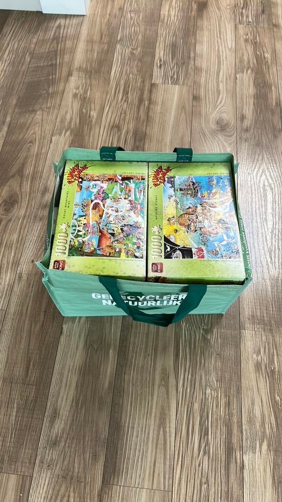 Zak vol puzzels 1000 stukken, Ophalen of Verzenden, 500 t/m 1500 stukjes, Gebruikt, Legpuzzel