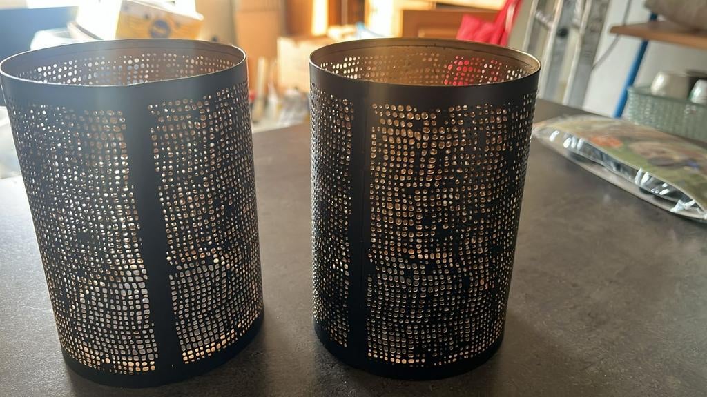 2 theelicht houders kaarsenhouders, Ophalen, Overige kleuren, Zo goed als nieuw, Metaal