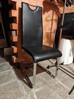 4x stijlvolle zwarte stoel met chromen onderstel, Huis en Inrichting, Stoelen, Ophalen, Gebruikt, Zwart, Vier