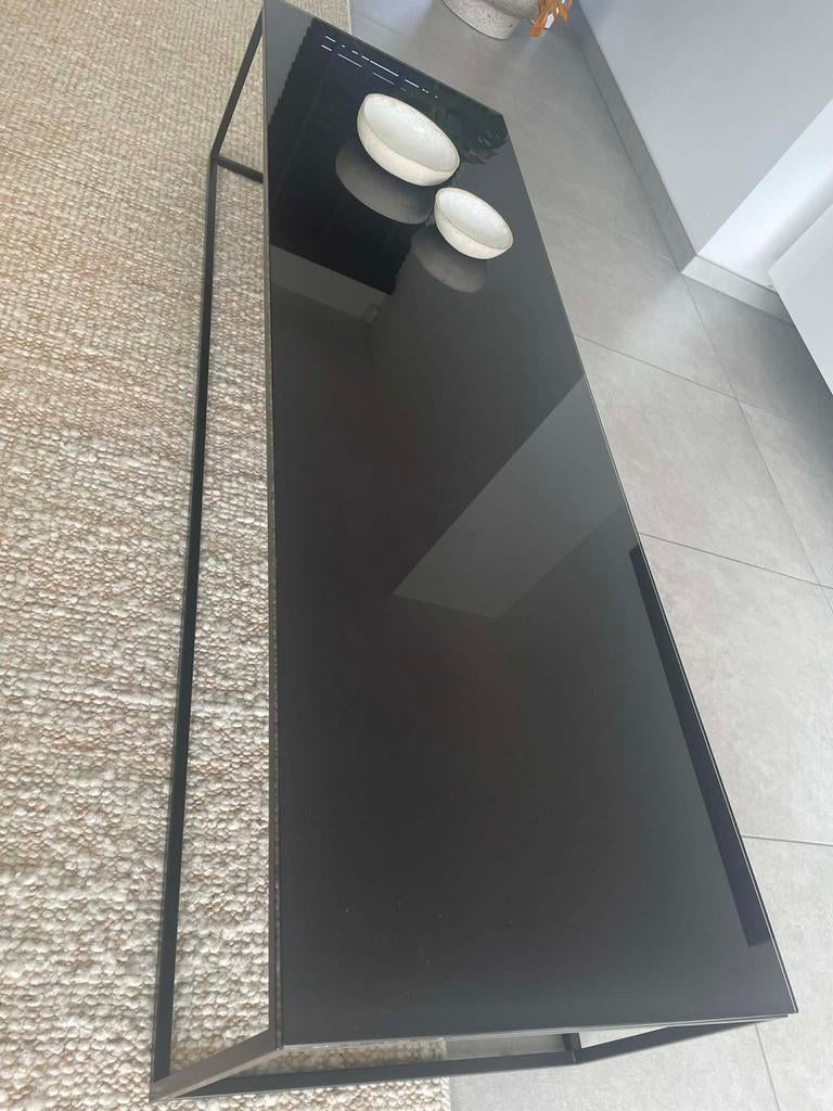 salontafel staal en glas, Huis en Inrichting, Tafels | Salontafels, Ophalen, Zo goed als nieuw, Glas