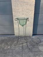 Support d'usine en métal avec coque en verre vert - 100 cm, Rond, Comme neuf, Enlèvement, Intérieur