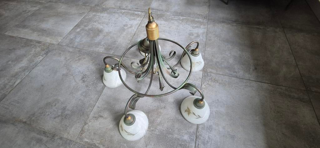 Massive Plafonlamp,   luster groene kleur, Ophalen