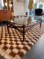 Vintage rotan salontafel, Enlèvement, Utilisé, Verre