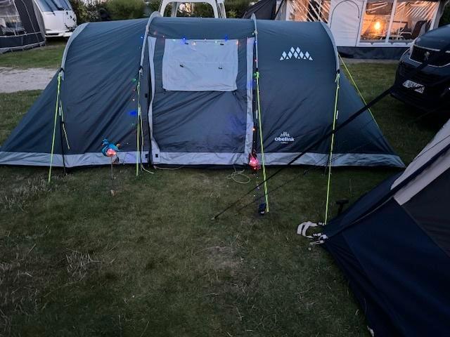 Obelink Napels 4 Poly Vis-à-Vis tunneltent, Caravanes & Camping, Tentes, jusqu'à 4, Comme neuf, Enlèvement