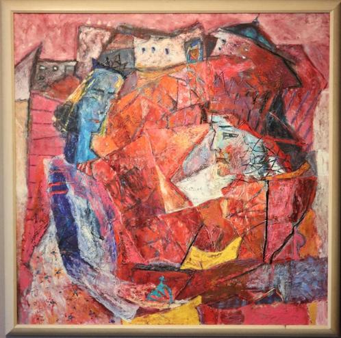 Mooi groot abstract olieverfschilderij, Antiek en Kunst, Kunst | Schilderijen | Abstract, Ophalen of Verzenden