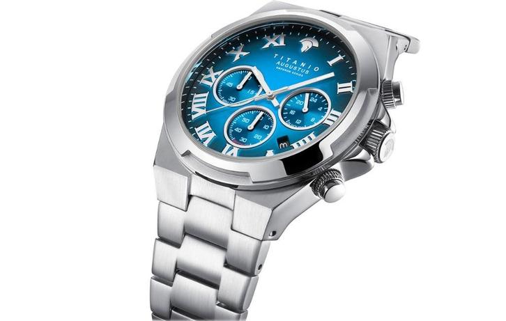 Titanio Augustus 24G.BL.02 horloge t.w.v € 499 nieuw!, Handtassen en Accessoires, Sporthorloges, Nieuw, Blauw, Waterdicht, Ophalen of Verzenden