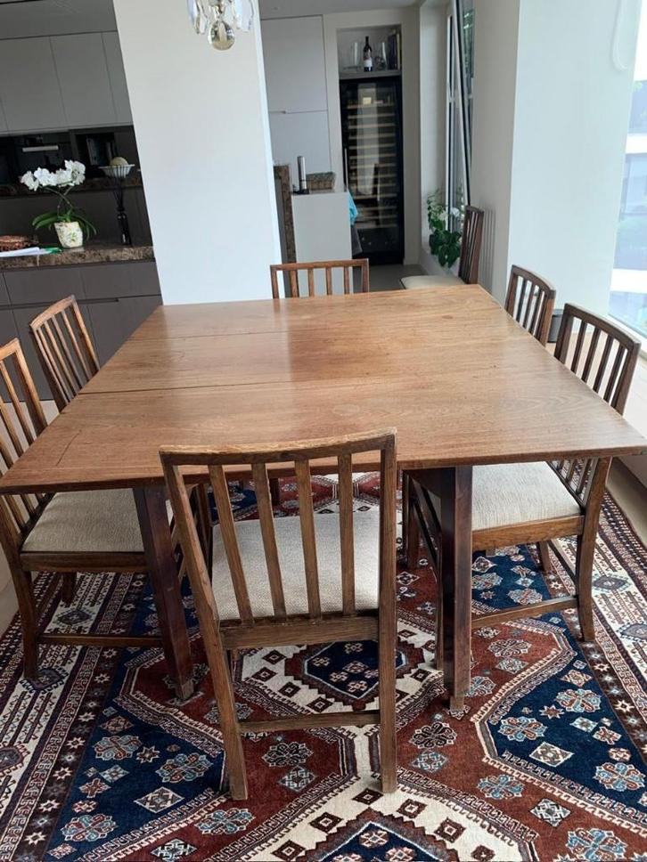 eettafel en 9 stoelen, Maison & Meubles, Tables | Tables à manger, Utilisé, 100 à 150 cm, 100 à 150 cm, Cinq personnes ou plus