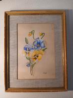 Aquarel schilderwerk van viooltjes, Ophalen of Verzenden