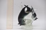 Decoratief beeldje van vissen - murano? - zwart wit, Antiek en Kunst, Ophalen of Verzenden