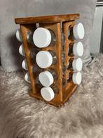 Kruidenorganizer voor de keuken met 16 glazen potten, Ophalen, Zo goed als nieuw, Glas