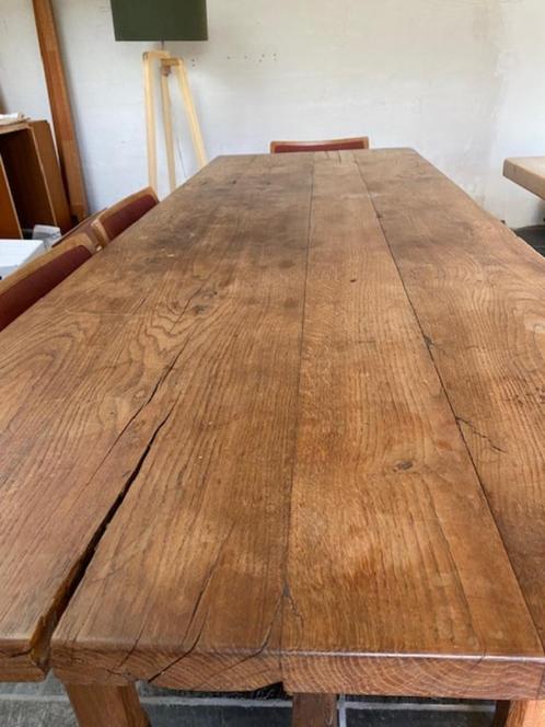Houten eettafel, Huis en Inrichting, Tafels | Eettafels, Gebruikt, 50 tot 100 cm, 200 cm of meer, Vijf personen of meer, Rechthoekig